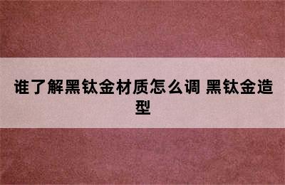 谁了解黑钛金材质怎么调 黑钛金造型